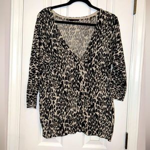 Maurices Black & Cream Animal print cardigan/sweater quarter sleeves